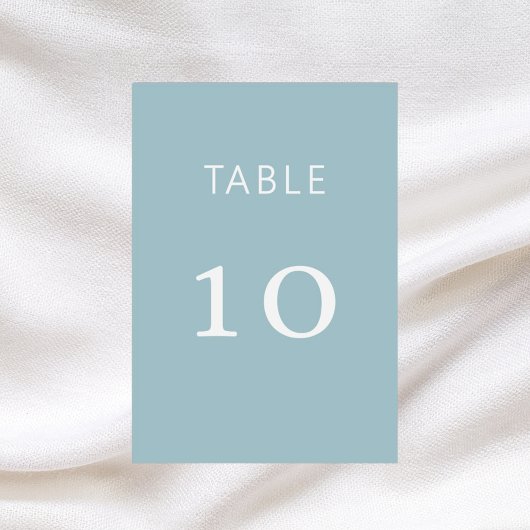 くすんだ青と白のクラシックな結婚式のカード テーブルナンバー