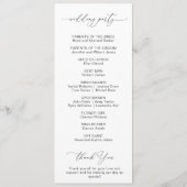 くすんだ青の花の結婚式プログラム プログラム (裏面)