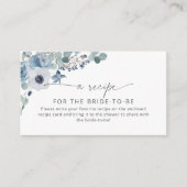 くすんだ青の花柄の料理カード挿入 エンクロージャーカード (正面)