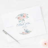 くすんだ青　結婚式でブルーのサンクス　ウェディング ラウンドシール (封筒)