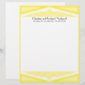 くすんだ黄色のビンテージ、便箋 レターヘッド (正面/裏面)