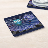 くず製本屋「フクロウが一晩中擦り切る」 スクエアペーパーコースター (アングル)