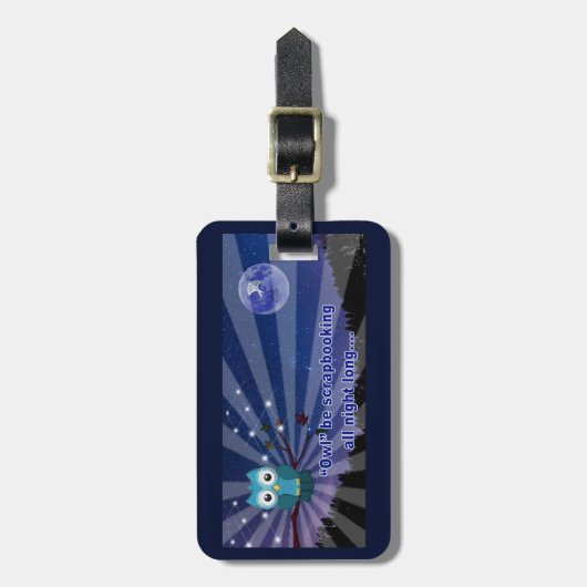 くず製本屋「フクロウが一晩中擦り切る」 ラゲッジタグ (正面縦)