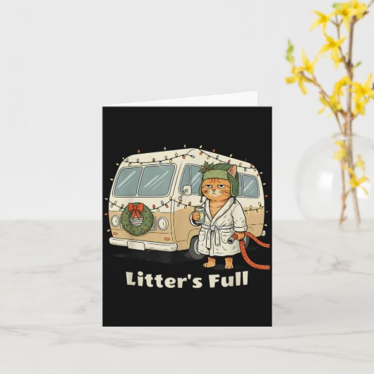 くそったれのクリスマス猫、かわいいクリスマス子猫 カード (黄色い花)