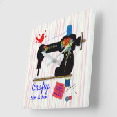 くそったれ縫い縫い縫い縫いヴィンテージ裁縫機 スクエア壁時計 (傾斜)