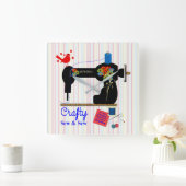 くそったれ縫い縫い縫い縫いヴィンテージ裁縫機 スクエア壁時計 (ホーム)