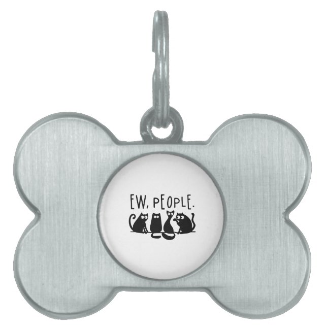 くそったれ 人 おかしい ニャー 黒猫 ペットネームタグ (正面)