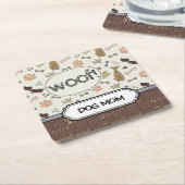 くそ!犬の恋人 – 子犬のパターパーソナライズされたン スクエアペーパーコースター (アングル)