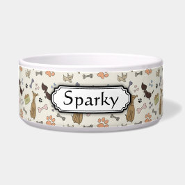 くそ！犬の恋人 – 子犬のパターンpersonalizable ボウル