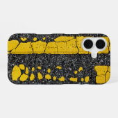 くたびれた二重黄色線 iPhone 16ケース (裏面横)