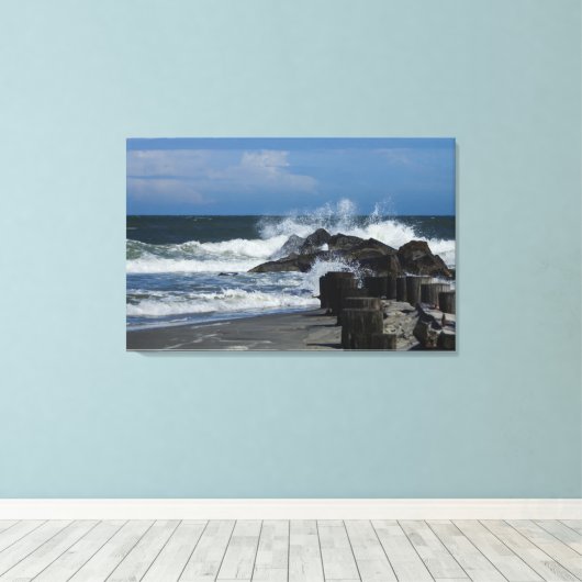 くだらない時に波を打ち砕く キャンバスプリント (インサイチュ (ウッドフロア))