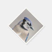 くちばしに雪が積もったブルージェイ スタンダードカクテルナプキン (角)