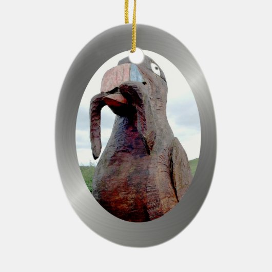 くちばしのみみずを持つ巨大な鳥 セラミックオーナメント (裏面)