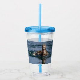 くちばしを開けてアヒル アクリルタンブラー