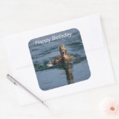 くちばしを開けてアヒル スクエアシール (封筒)