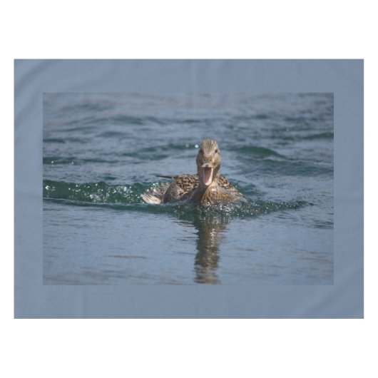 くちばしを開けてアヒル テーブルクロス (正面(横))