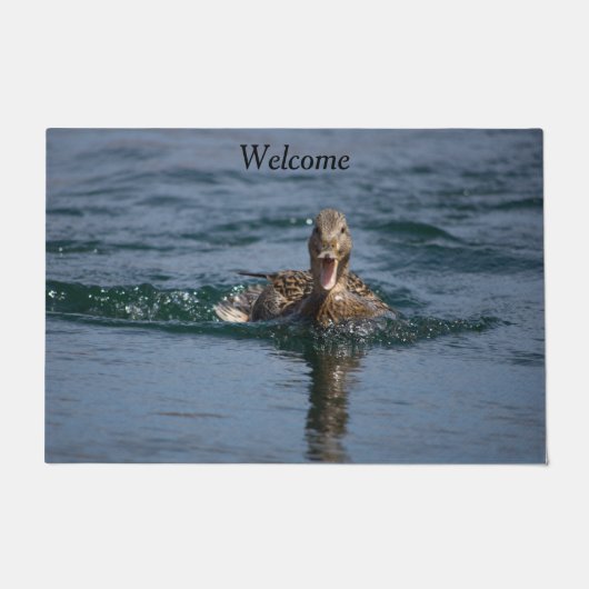 くちばしを開けてアヒル ドアマット (正面)