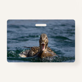 くちばしを開けてアヒル バッジ