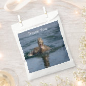 くちばしを開けてアヒル フェイバーバッグ (クリップ留めされた状態)