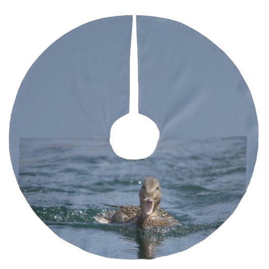 くちばしを開けてアヒル ブラッシュドポリエステルツリースカート (正面)