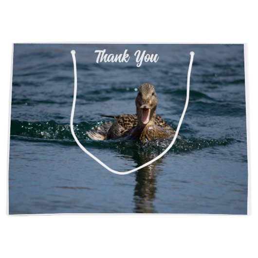 くちばしを開けてアヒル ラージペーパーバッグ (正面)