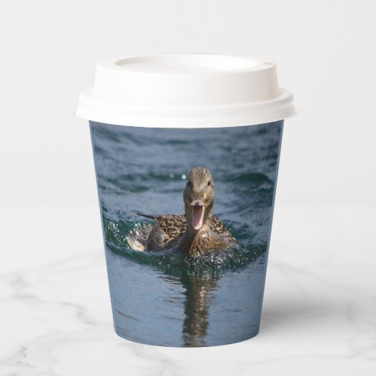 くちばしを開けてアヒル 紙コップ (正面)