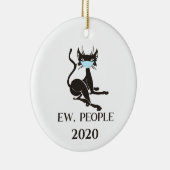 くっ 2020年 人間が猫に顔マスクをさせるのって セラミックオーナメント (右)
