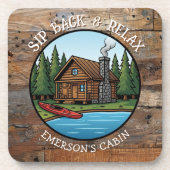 くつろいでリラックス ログキャビン オーダーメイド コースター (正面)