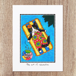 「くつろぎのアート」猫とマウスカスタムの ポストカード