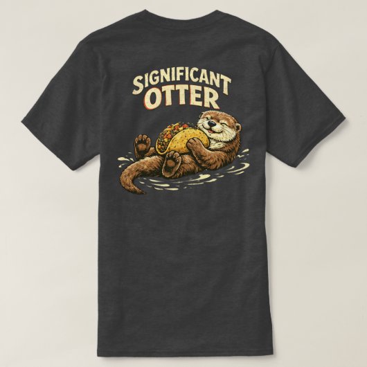 「くつろぎのカワウソ」 リラックスデザイン Tシャツ (デザイン裏面)