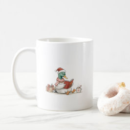 くつろぎのクリスマスリーディングブックのアヒル コーヒーマグカップ