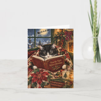 くつろぎクリスマスの猫のクリスマスカードタキシード猫 カード