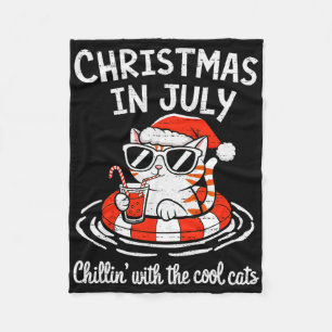 くつろぎクールキャット クリスマス イン ジュライ キティ メオウィー Xmas フリースブランケット