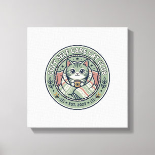 くつろぎセルフケア猫のグラフィックTシャツアート - くつろぎセルフ キャンバスプリント