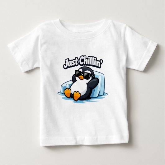 くつろぎペンギン スロー枕 ベビーTシャツ (正面)