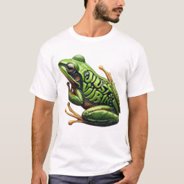 くつろぐ複雑な緑のカエル Tシャツ