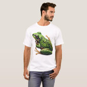くつろぐ複雑な緑のカエル Tシャツ (正面フル)