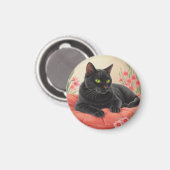 くつろぐ黒猫 マグネット (正面/裏面)