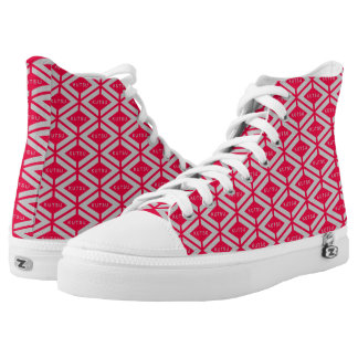 くつFULL赤グレー ハイトップスニーカー