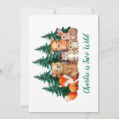 くぬぎ 2さいの誕生日 もりのどうぶつたち グリーンスクリプト 招待状 (裏面)