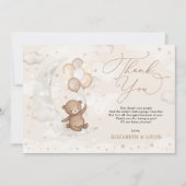 くねくねの上のテディベア |風船の雲の星 サンキューカード (正面)