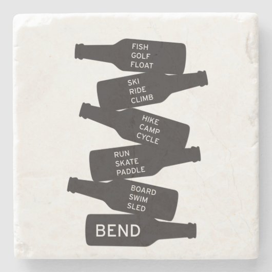 くねりのオレゴンのビール瓶の積み重ねられた野外活動 ストーンコースター (正面)