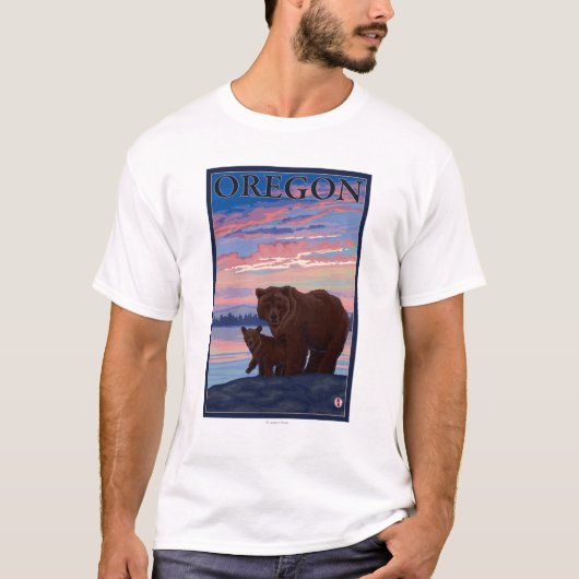 くまおよびカブスのヴィンテージ旅行ポスター Tシャツ (正面)