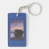 くまおよびカブス- Denaliの国立公園、アラスカ キーホルダー (裏面)