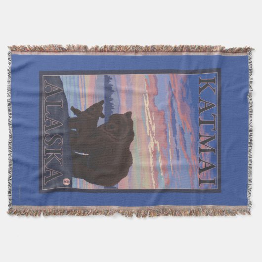 くまおよびカブス- Katmai、アラスカ スローブランケット (正面)