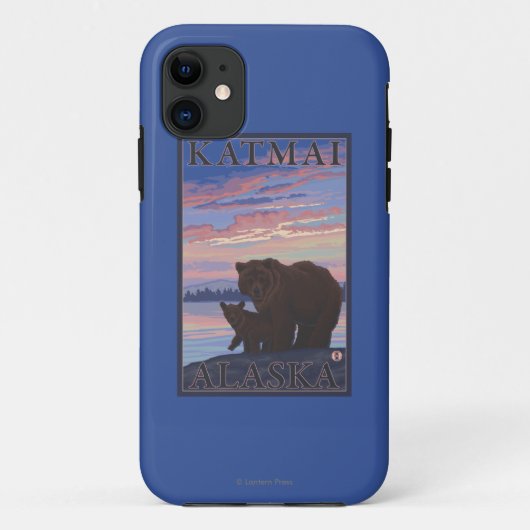 くまおよびカブス- Katmai、アラスカ Case-Mate iPhoneケース (裏面)