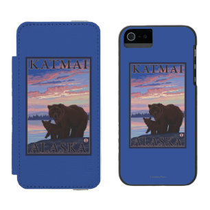 くまおよびカブス- Katmai、アラスカ iPhone SE/5/5sウォレットケース