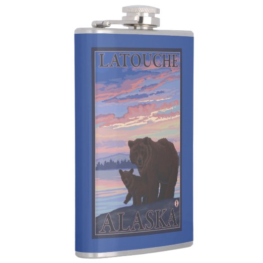 くまおよびカブス- Latouche、アラスカ フラスク (右)