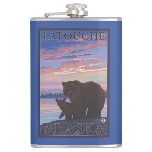 くまおよびカブス- Latouche、アラスカ フラスク
