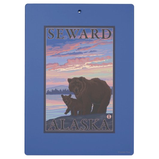 くまおよびカブス- Seward、アラスカ クリップボード (裏面)